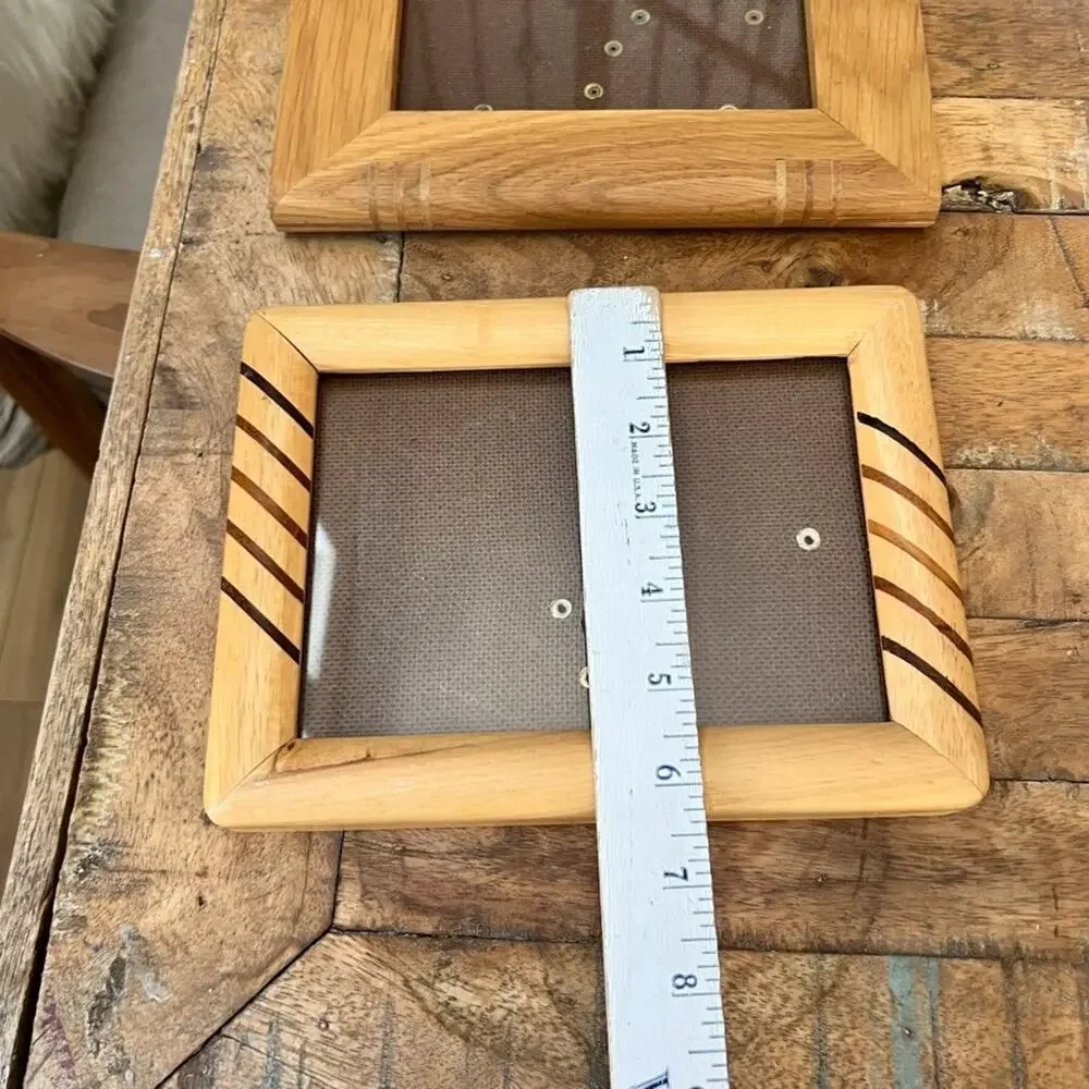 Handcrafted Wooden Inlay Design Picture Frames Set of 2 Modern Minimalist